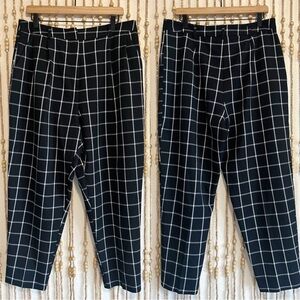 ASOS Black Checkered Plaid Corporate Goth Preppy Emo Trouser Tapered Pants 14